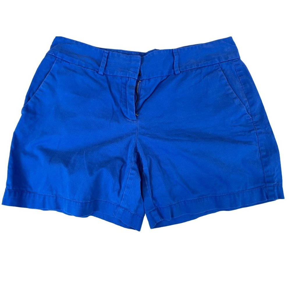 Ann Taylor Loft Womens Chino Shorts Mid Rise 100% Cotton Outdoor Blue Size 2